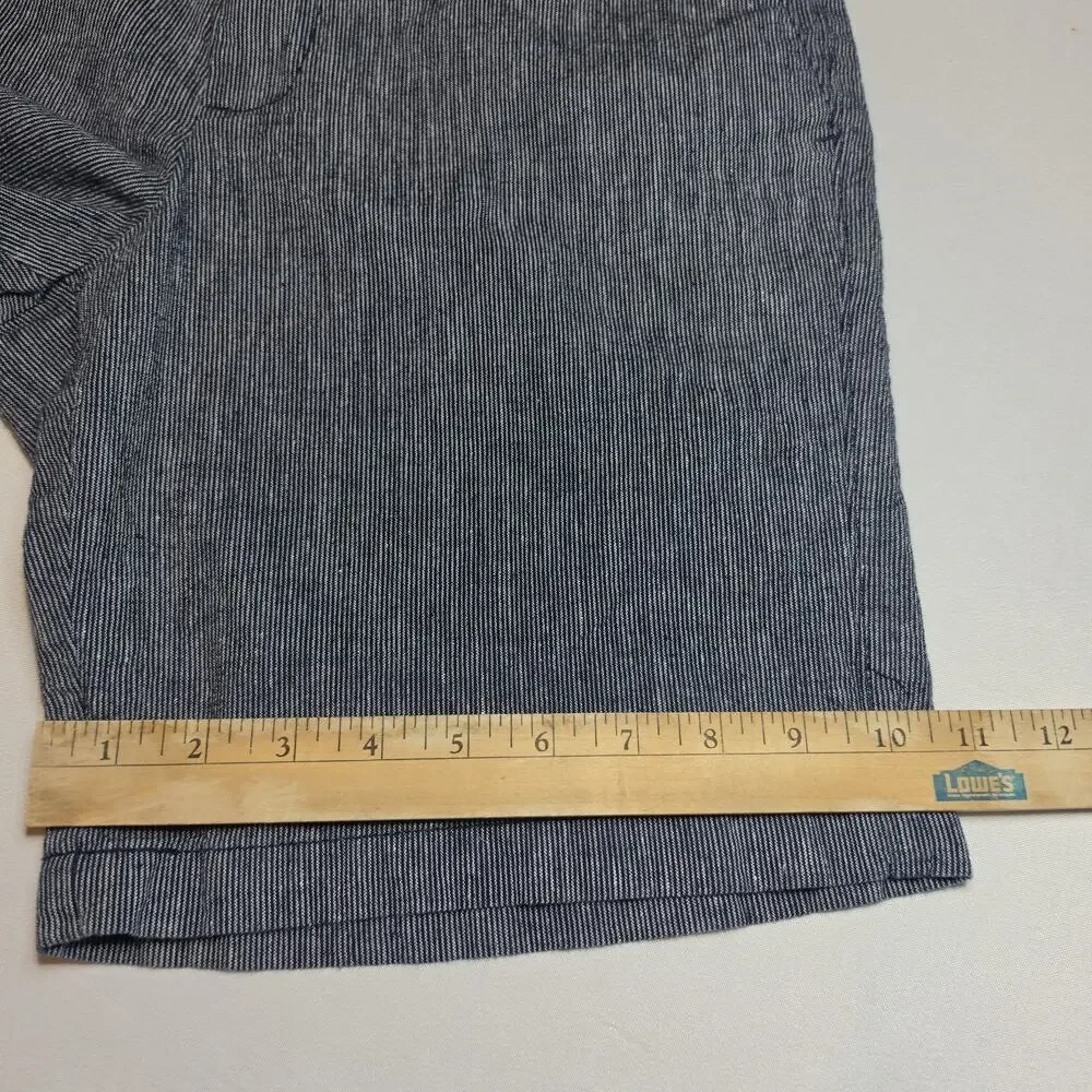 Banana Republic Mens Shorts 30 Linen Cotton Blend Striped Gray Blue Summer Beach